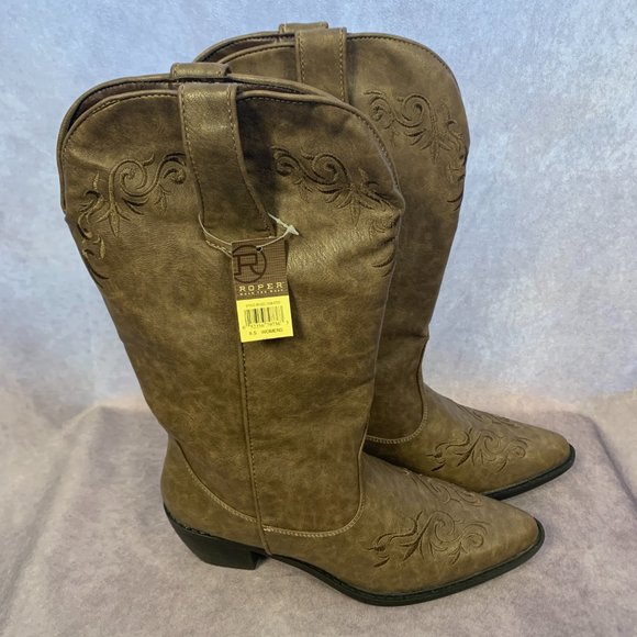 ROPER Womens Brooklyn Scrolls & Vines Mid-Calf Cowgirl Boots - Picture 2 of 9